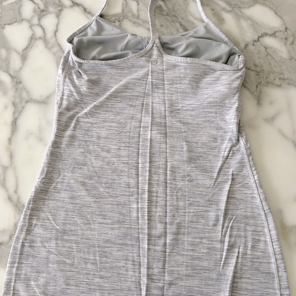 Lululemon Flow Y tank top. Striped grey/white. Built in bra. Size 6. - Picture 3 of 3